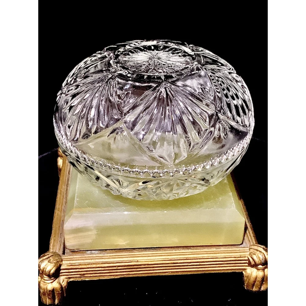 CRYSTAL GLASS‎ JEWELRY HOLDER TRINKET DISH WITH LID EXCELLENT